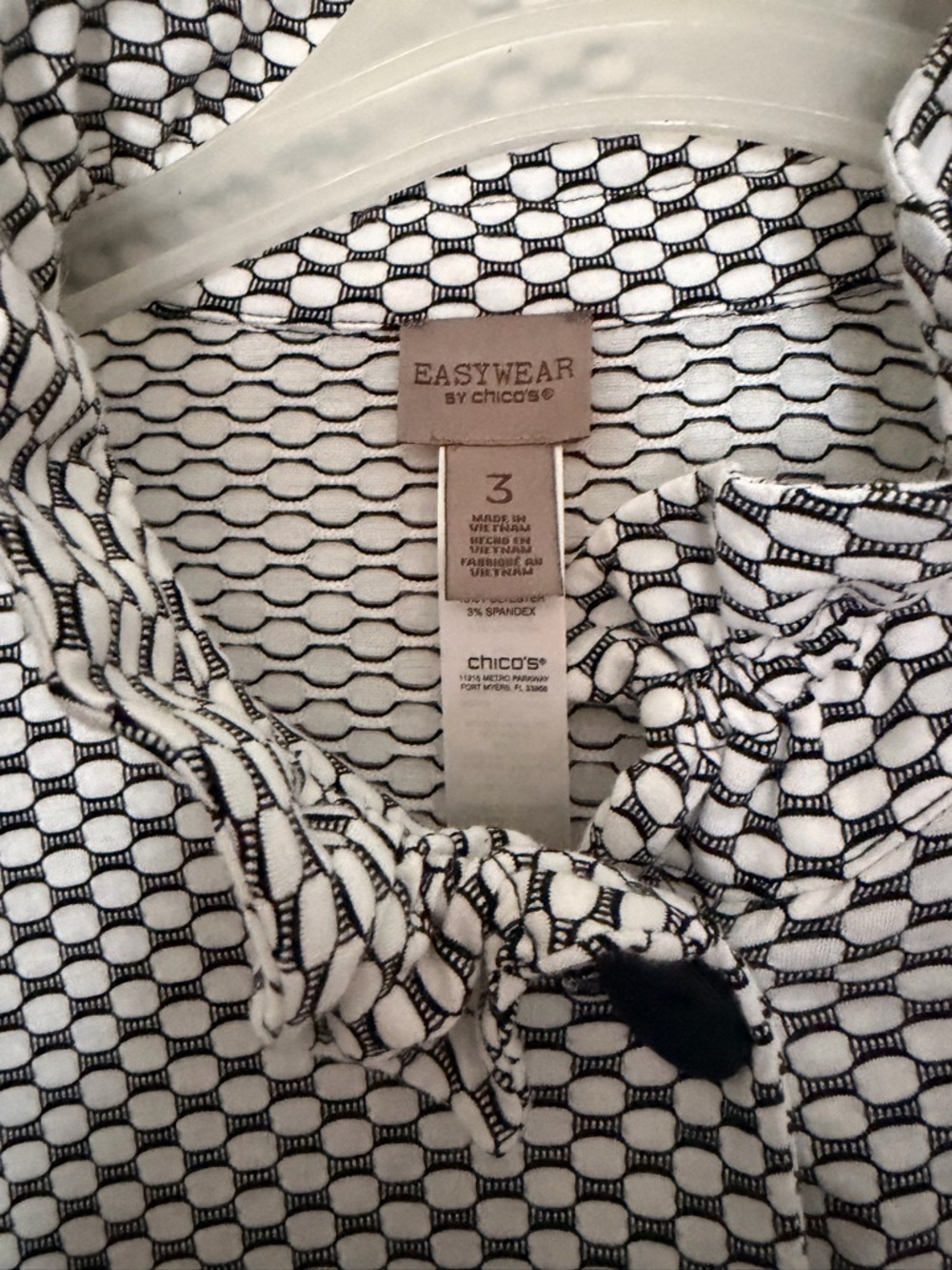 Chico's White and Black Patterned Bomber Jacket